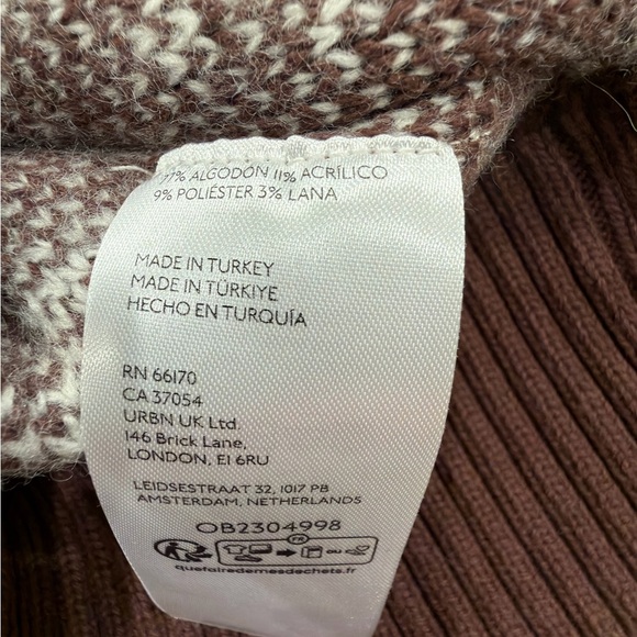 Free People Brown Fair Isle Button Cardigan Sweater – Size M - Picture 5 of 5